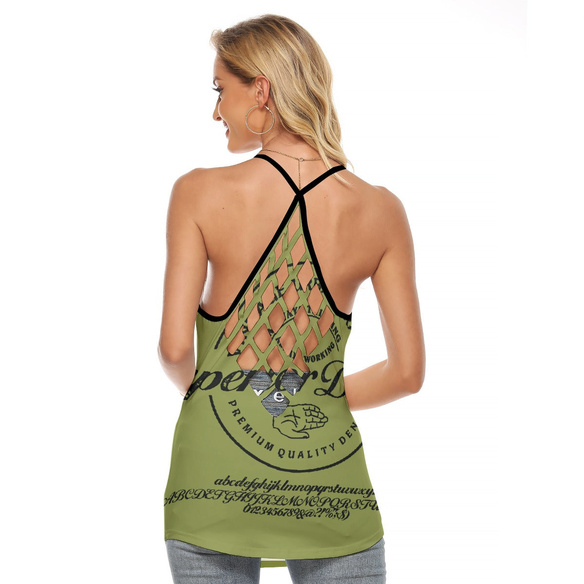 All-Over Print Women's Criss-Cross Open Back Tank Top