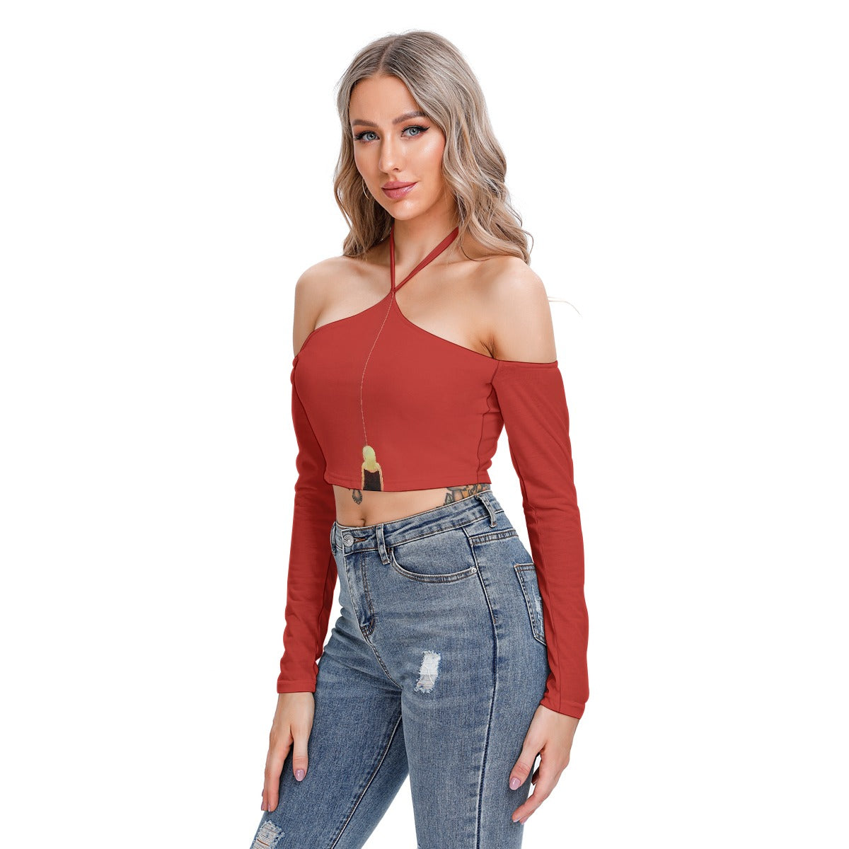 All-Over Print Women's Halter Lace-up Top