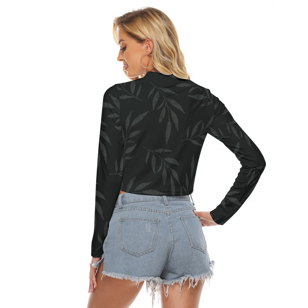 All-Over Print Women's Hollow Chest Keyhole Tight Crop Top