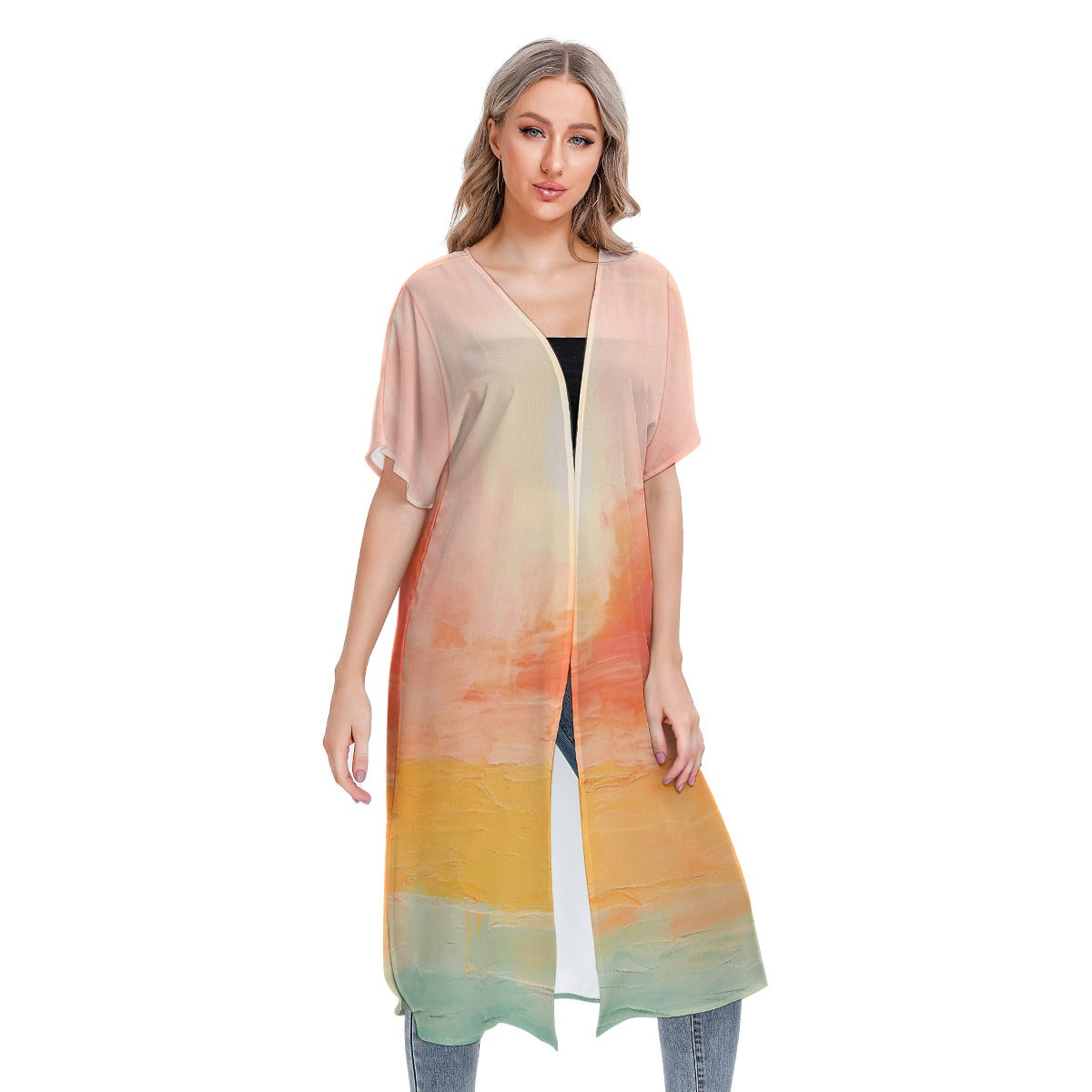 All-Over Print Women's Short Sleeve Cardigan