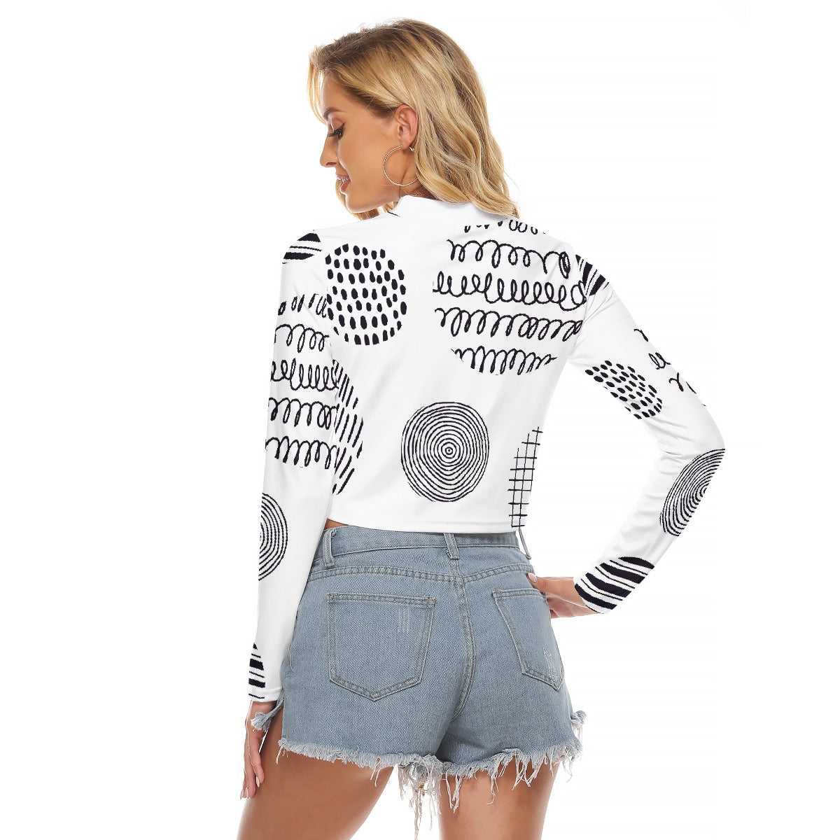 All-Over Print Women's Hollow Chest Keyhole Tight Crop Top