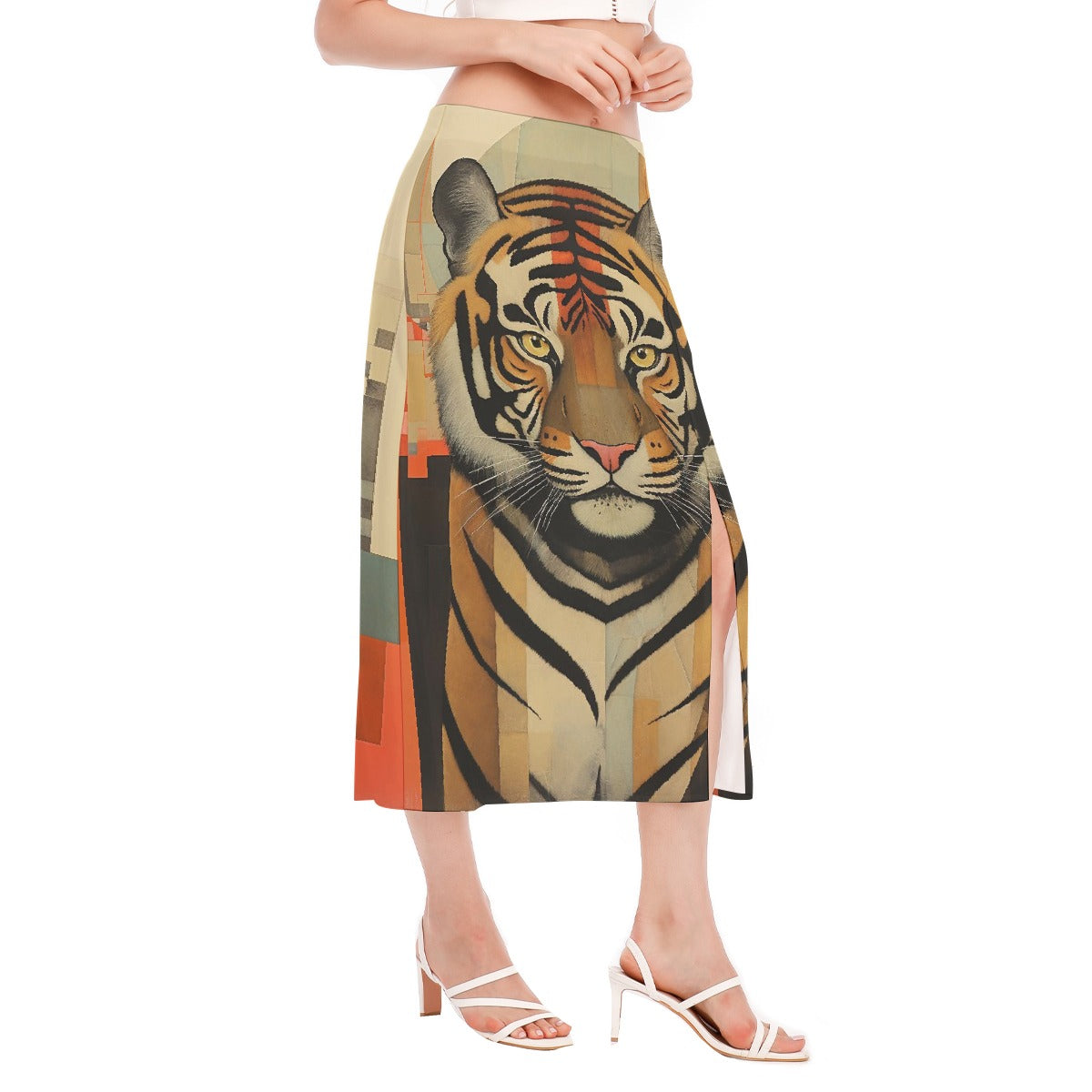 All-Over Print Women's High Slit Long Skirt