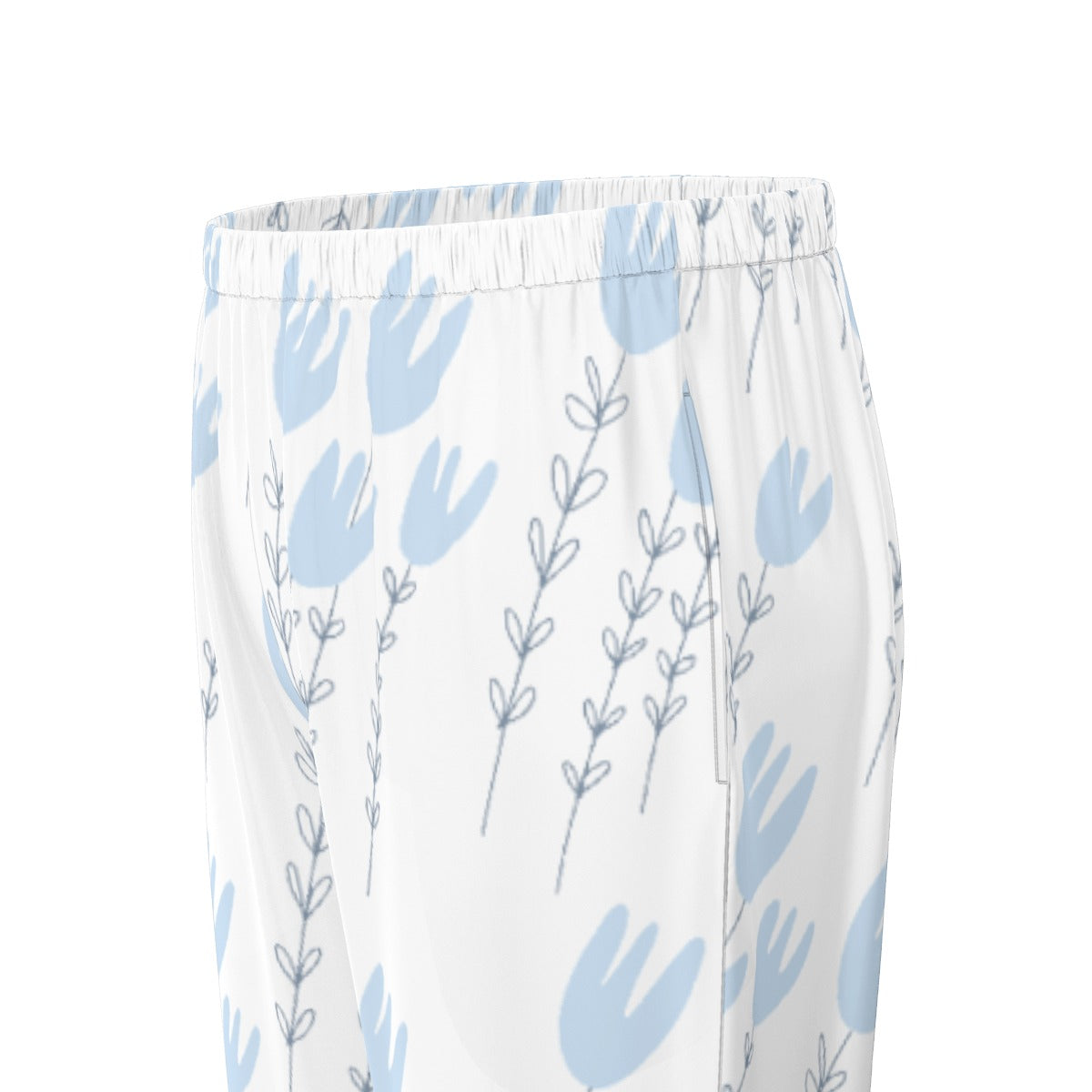 All-Over Print Women's Long Sleeve Pajama Set With Black Contrast Piping