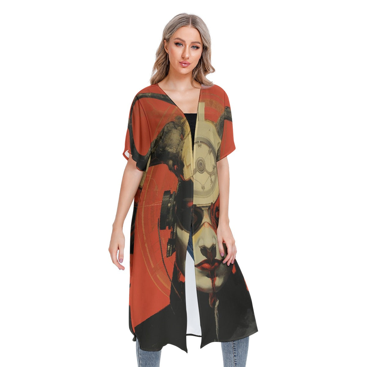 All-Over Print Women's Short Sleeve Cardigan