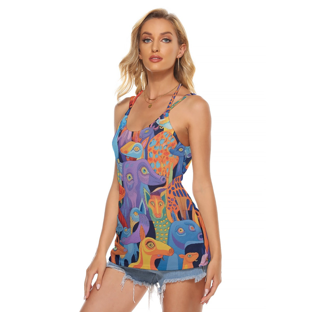 All-Over Print Women's Halter Top With Backless