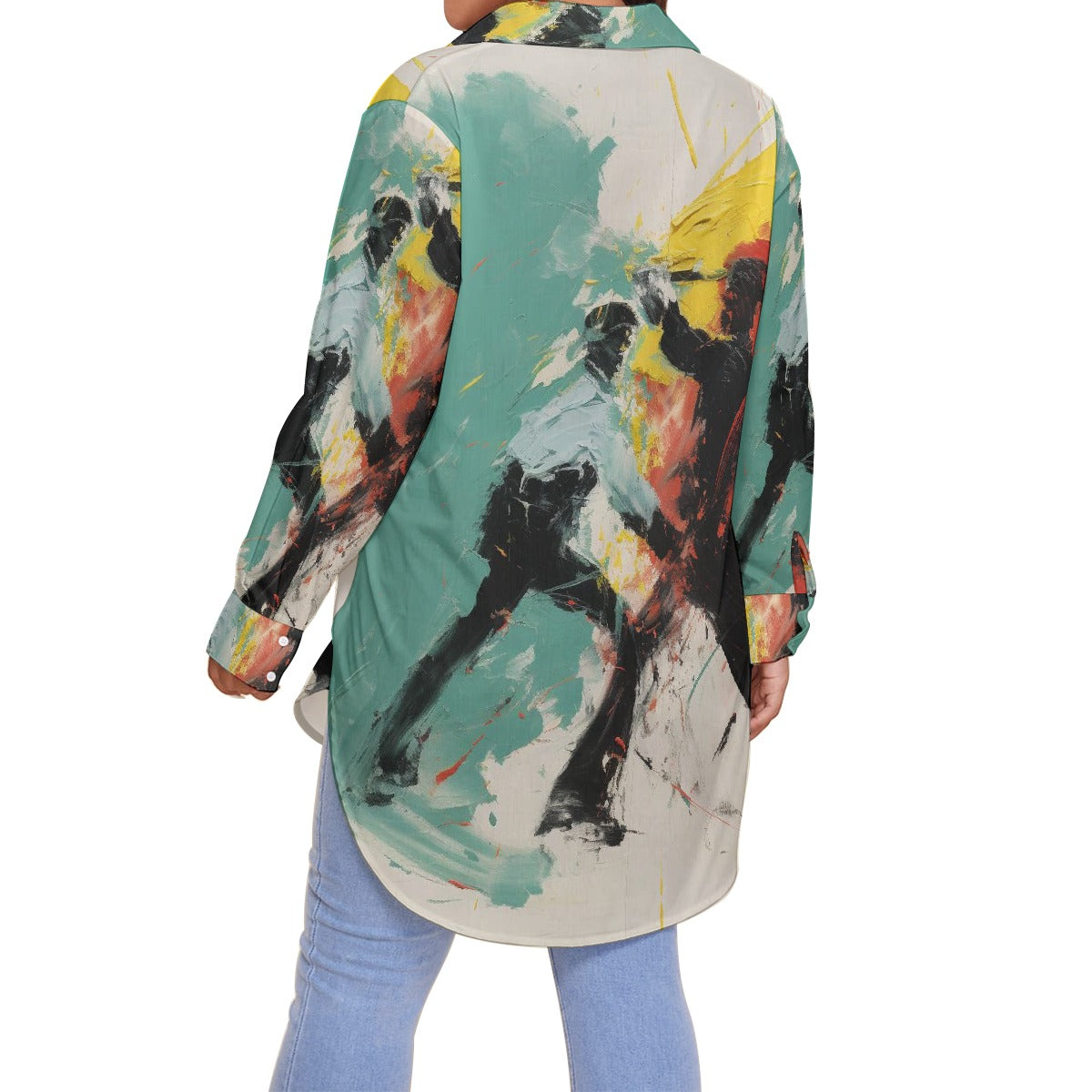 All-Over Print Women's Shirt With Long Sleeve(Plus Size)