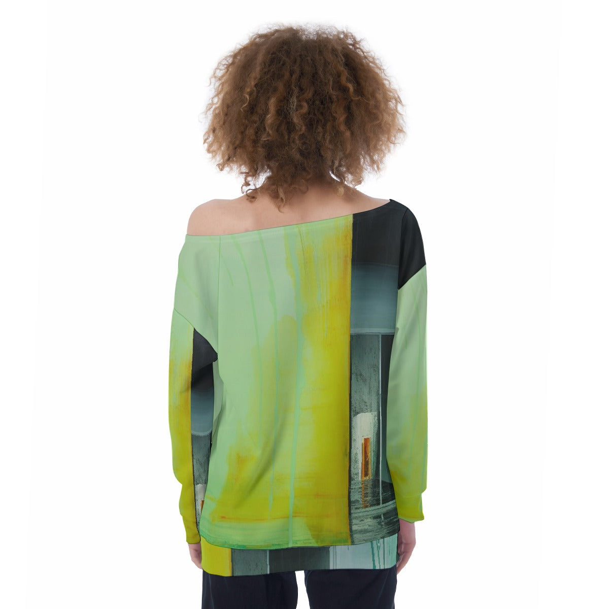 All-Over Print Oversized Women's Off-Shoulder Sweatshirt