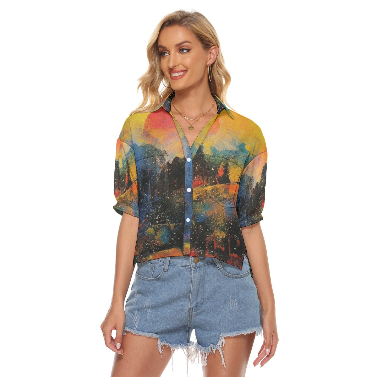 All-Over Print Women's V-neck Shirts