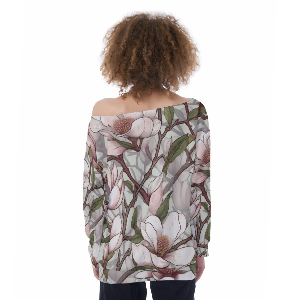 All-Over Print Oversized Women's Off-Shoulder Sweatshirt