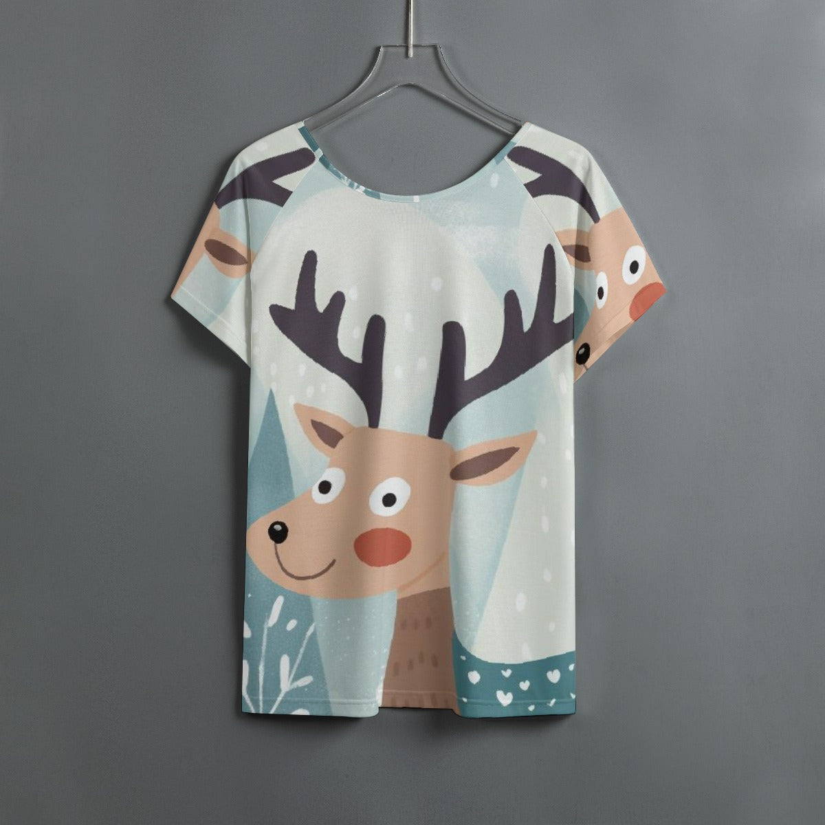 All-Over Print Women's Round Neck T-shirt With Raglan Sleeve