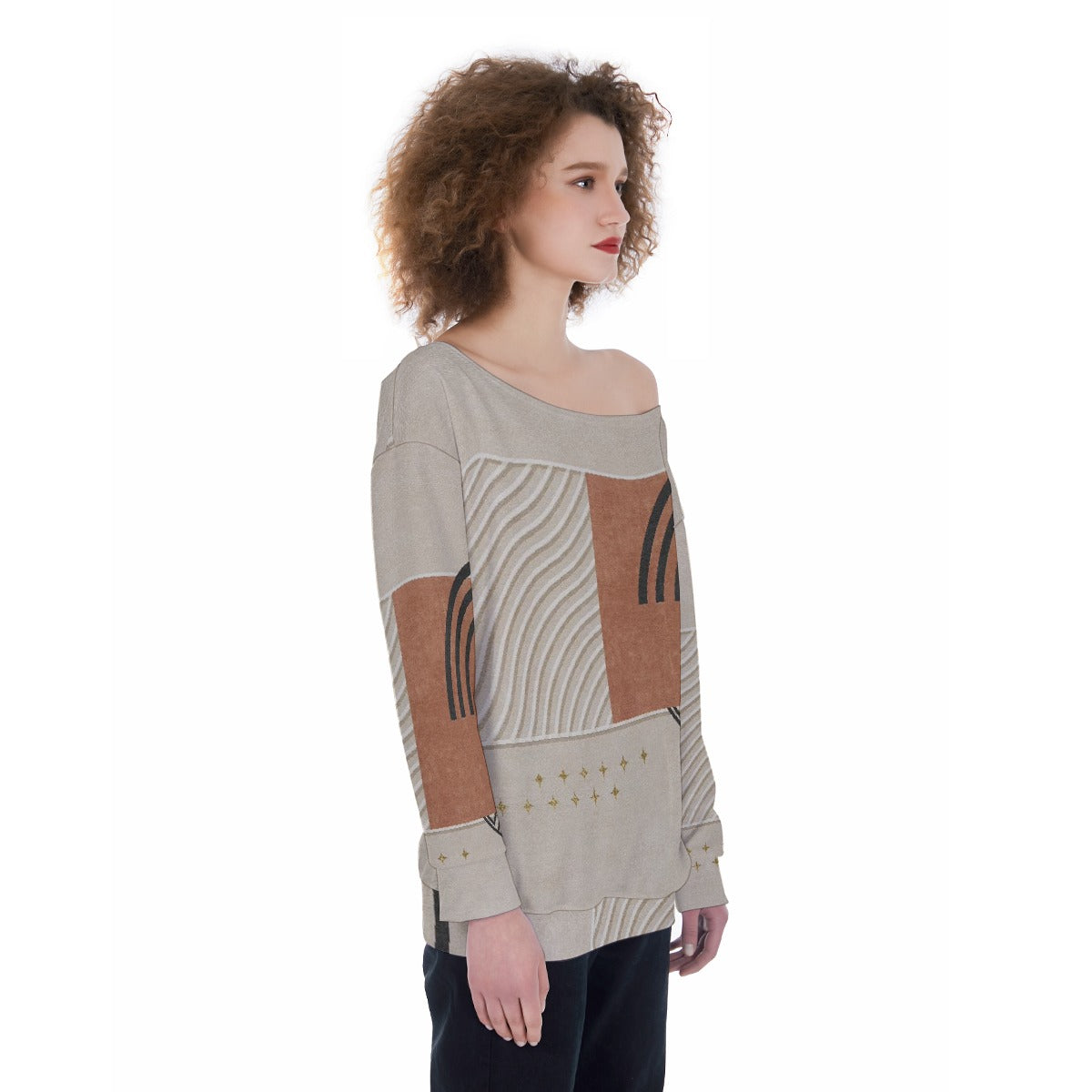 All-Over Print Oversized Women's Off-Shoulder Sweatshirt