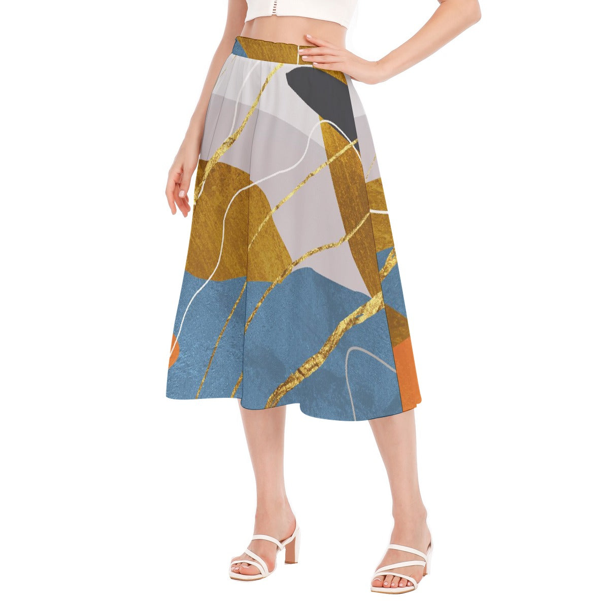 All-Over Print Women's Long Section Chiffon Skirt