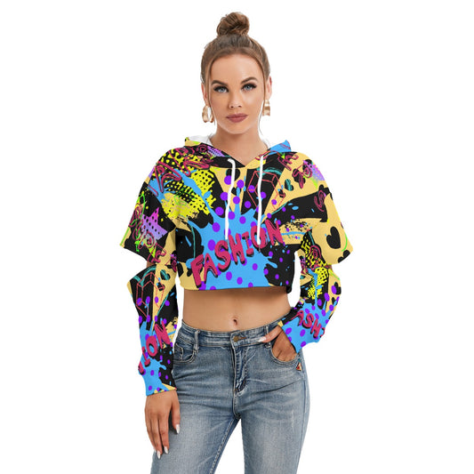 All-Over Print Women's Heavy Fleece Hoodie With Hollow Out Sleeve