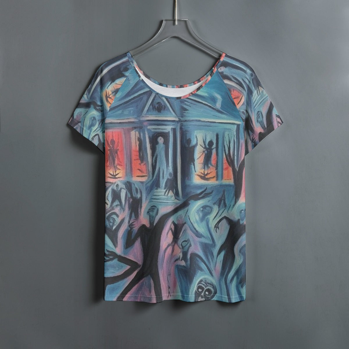 All-Over Print Women's Round Neck T-shirt With Raglan Sleeve