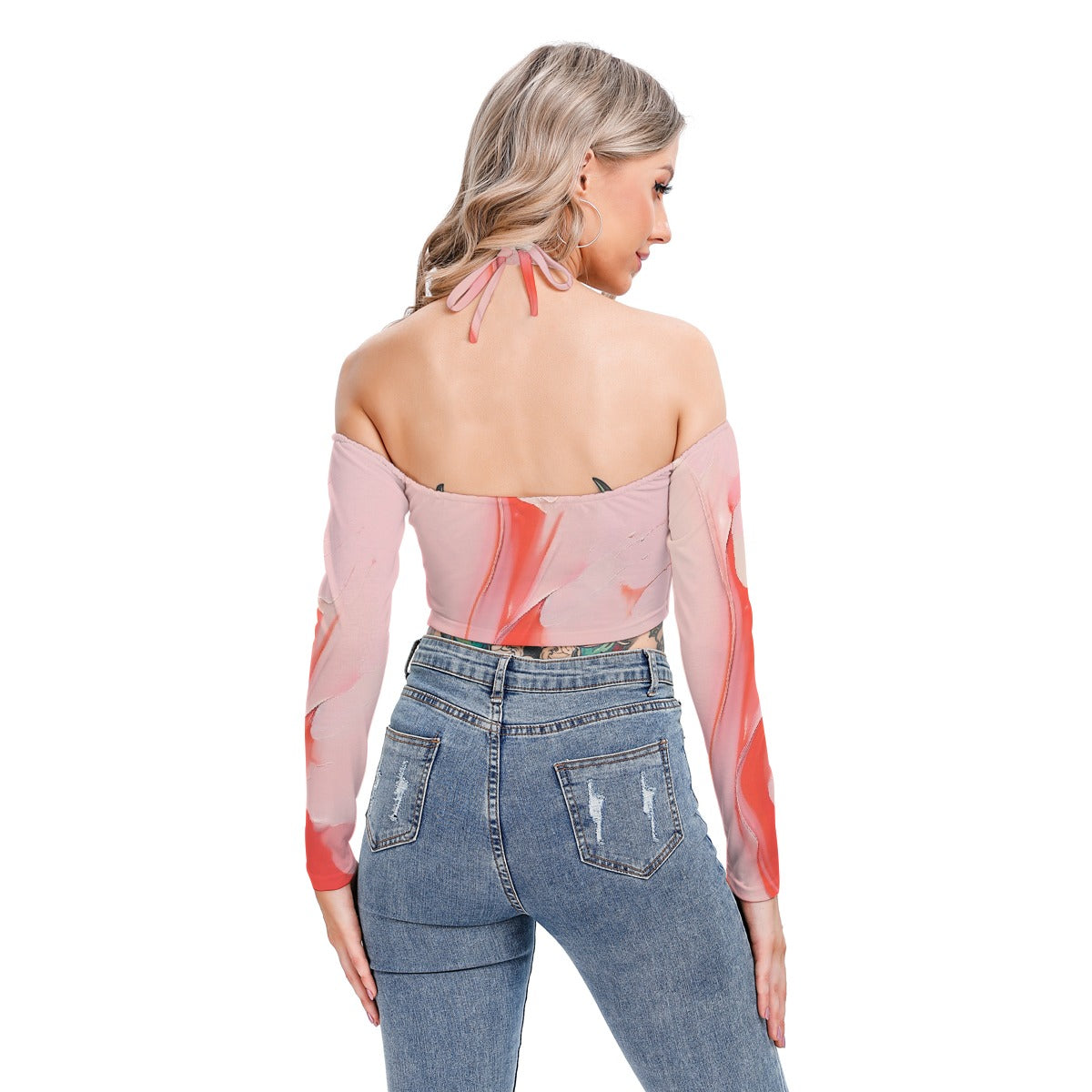 All-Over Print Women's Halter Lace-up Top