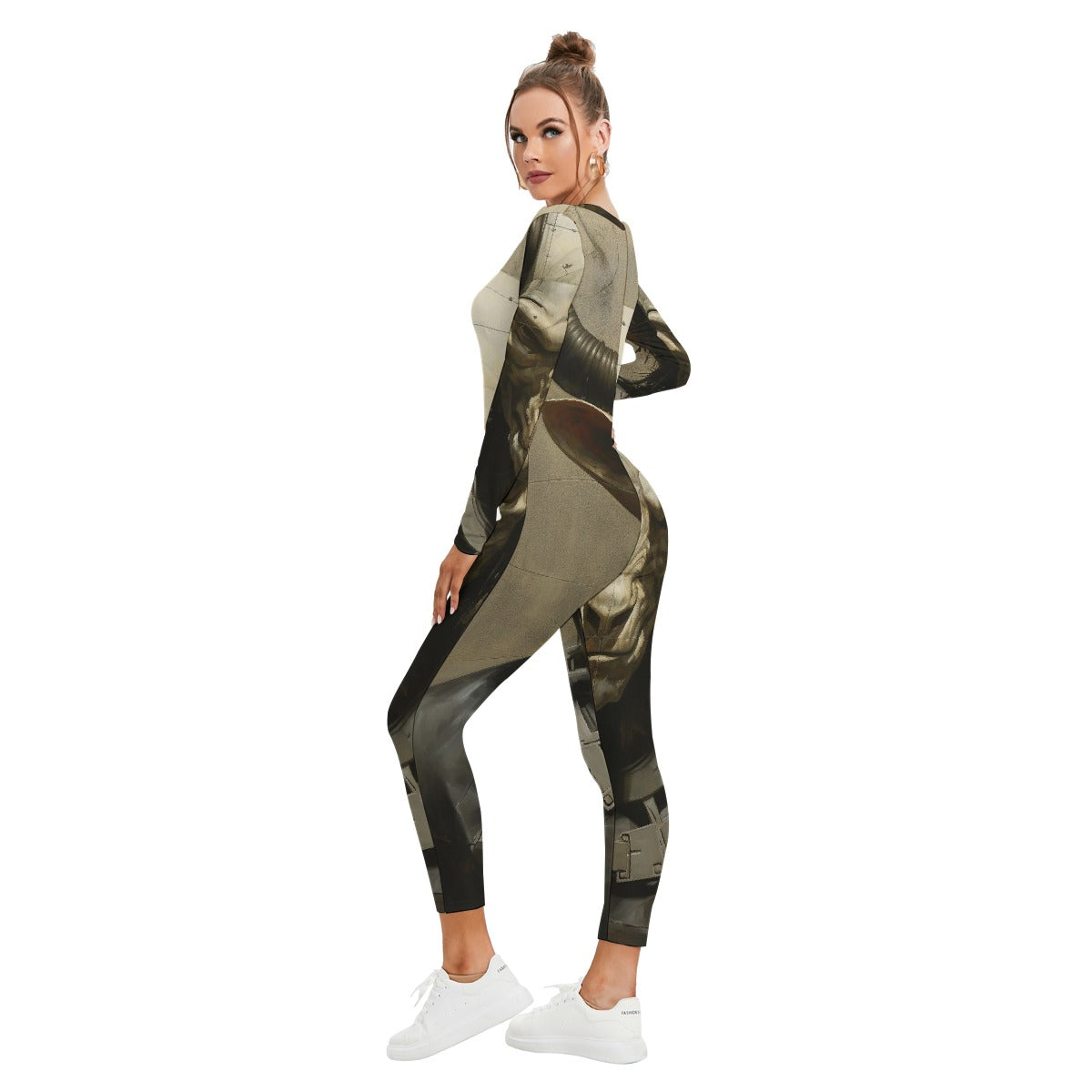 All-Over Print Women's Plunging Neck Jumpsuit