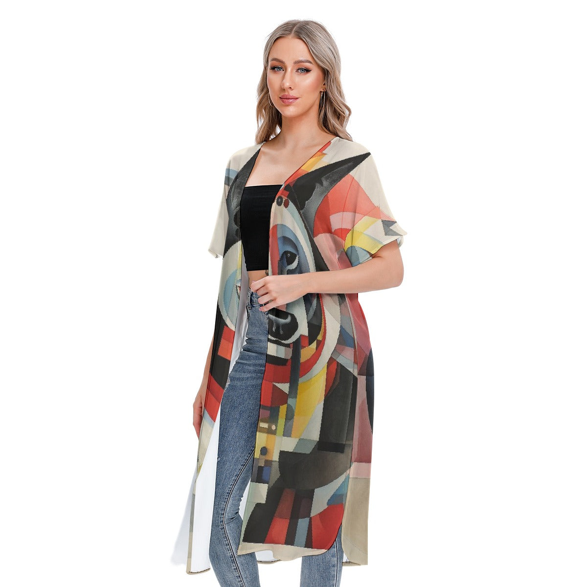All-Over Print Women's Short Sleeve Cardigan