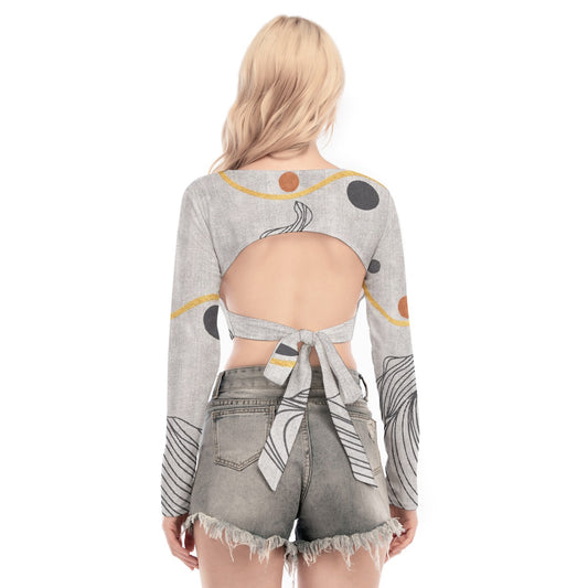 All-Over Print Women's Back Hollow T-shirt With Strap