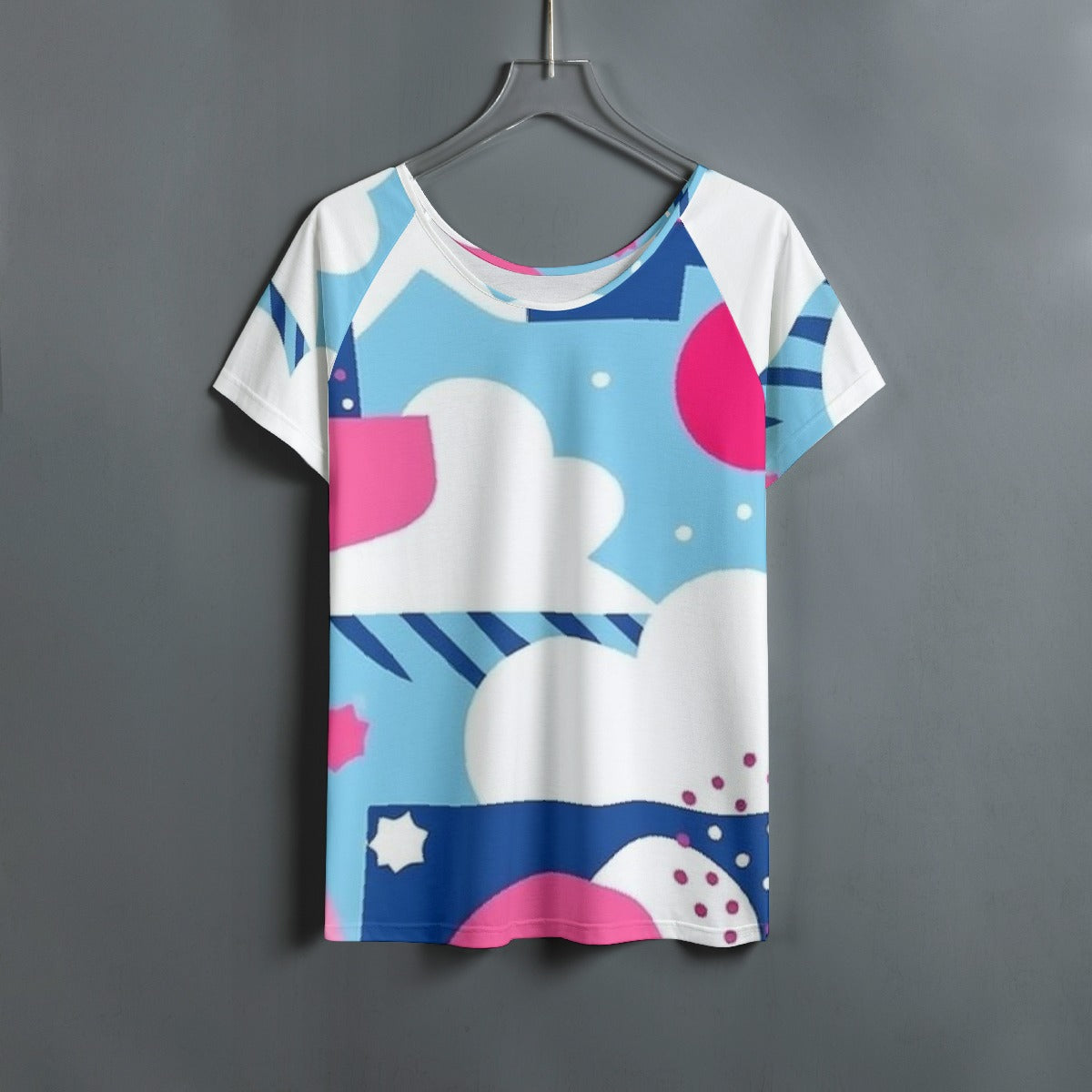 All-Over Print Women's Round Neck T-shirt With Raglan Sleeve