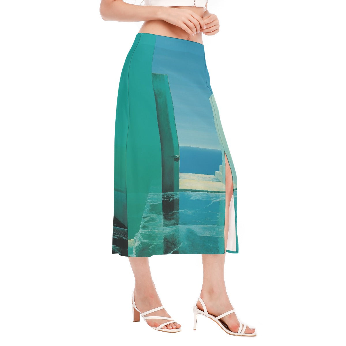 All-Over Print Women's High Slit Long Skirt