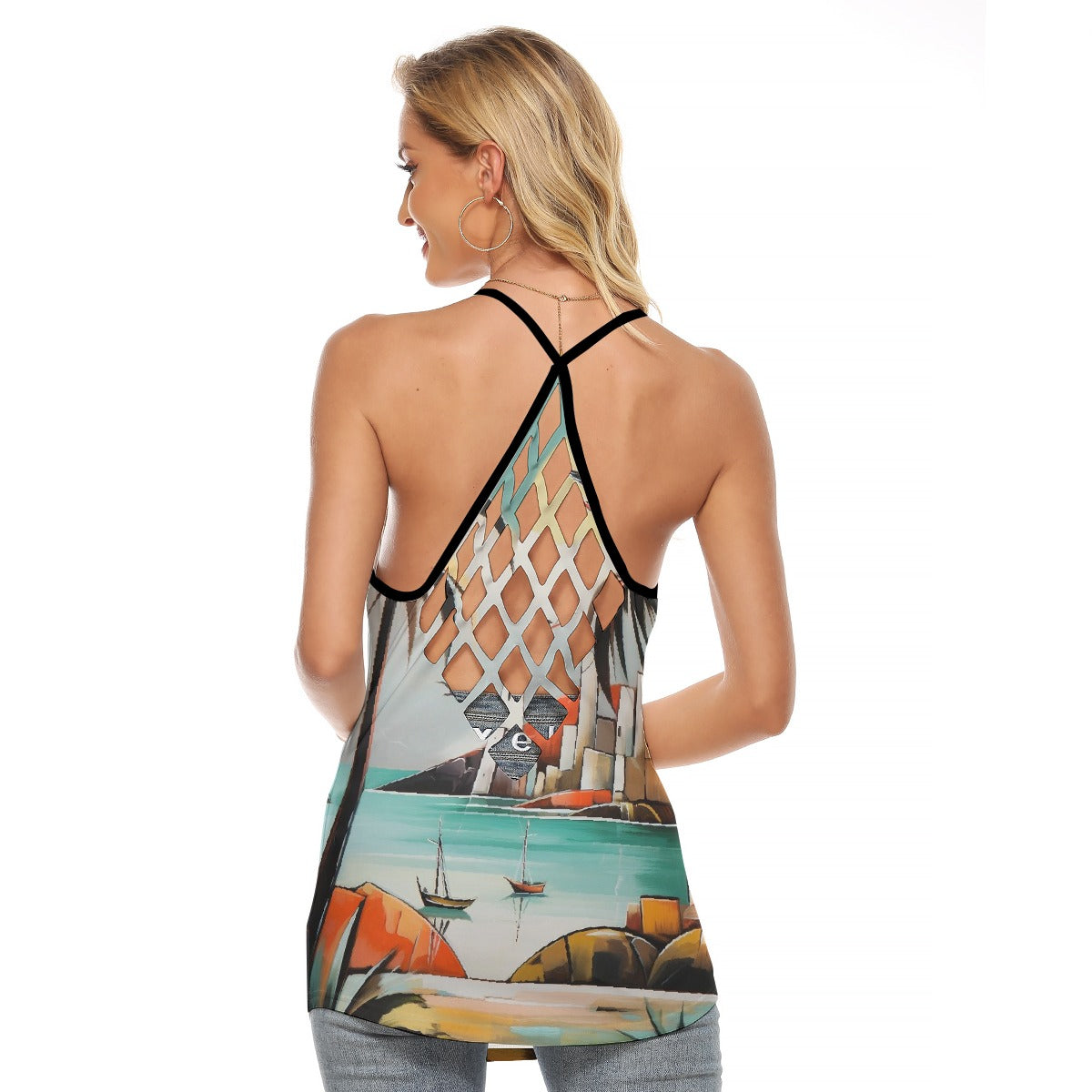 All-Over Print Women's Criss-Cross Open Back Tank Top