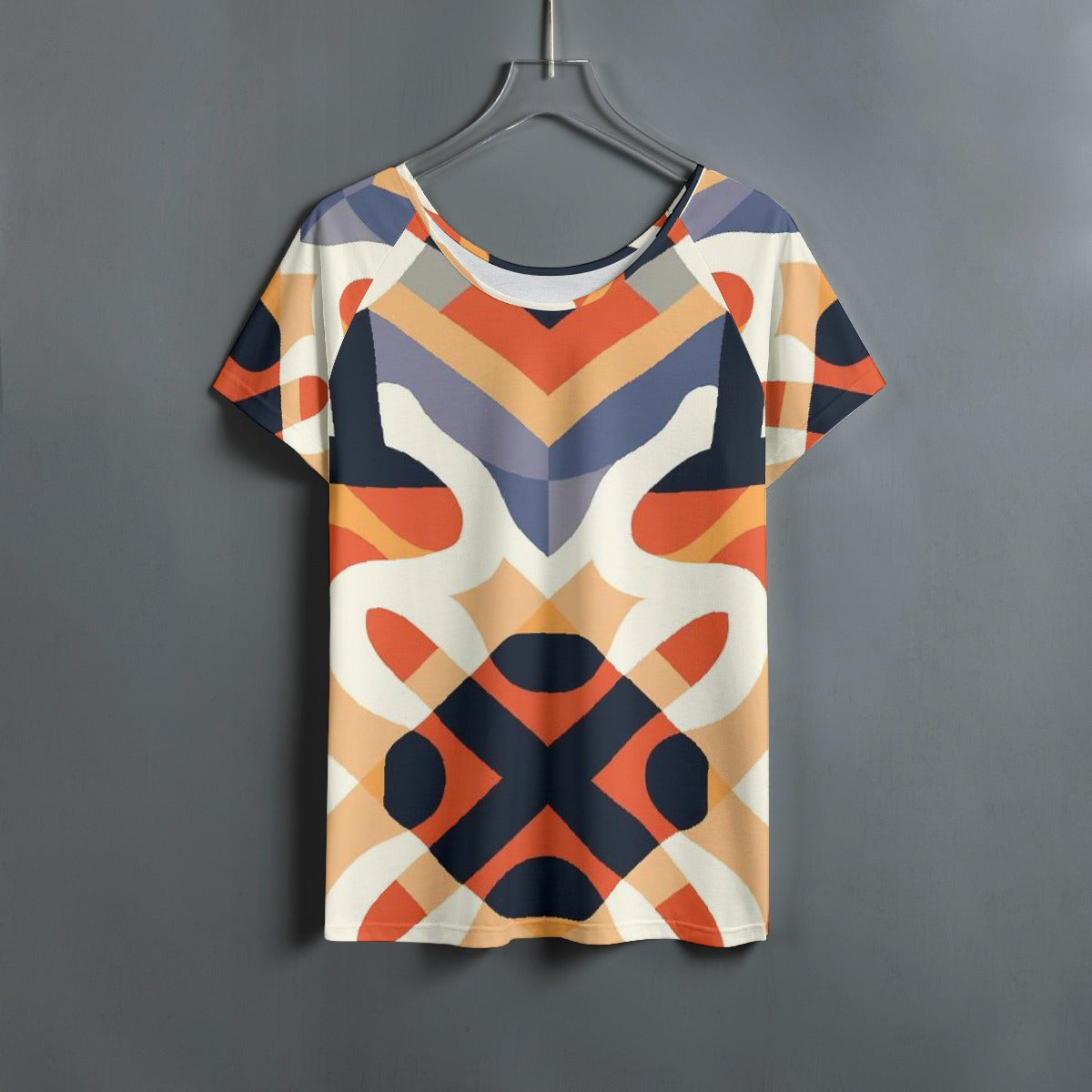 All-Over Print Women's Round Neck T-shirt With Raglan Sleeve