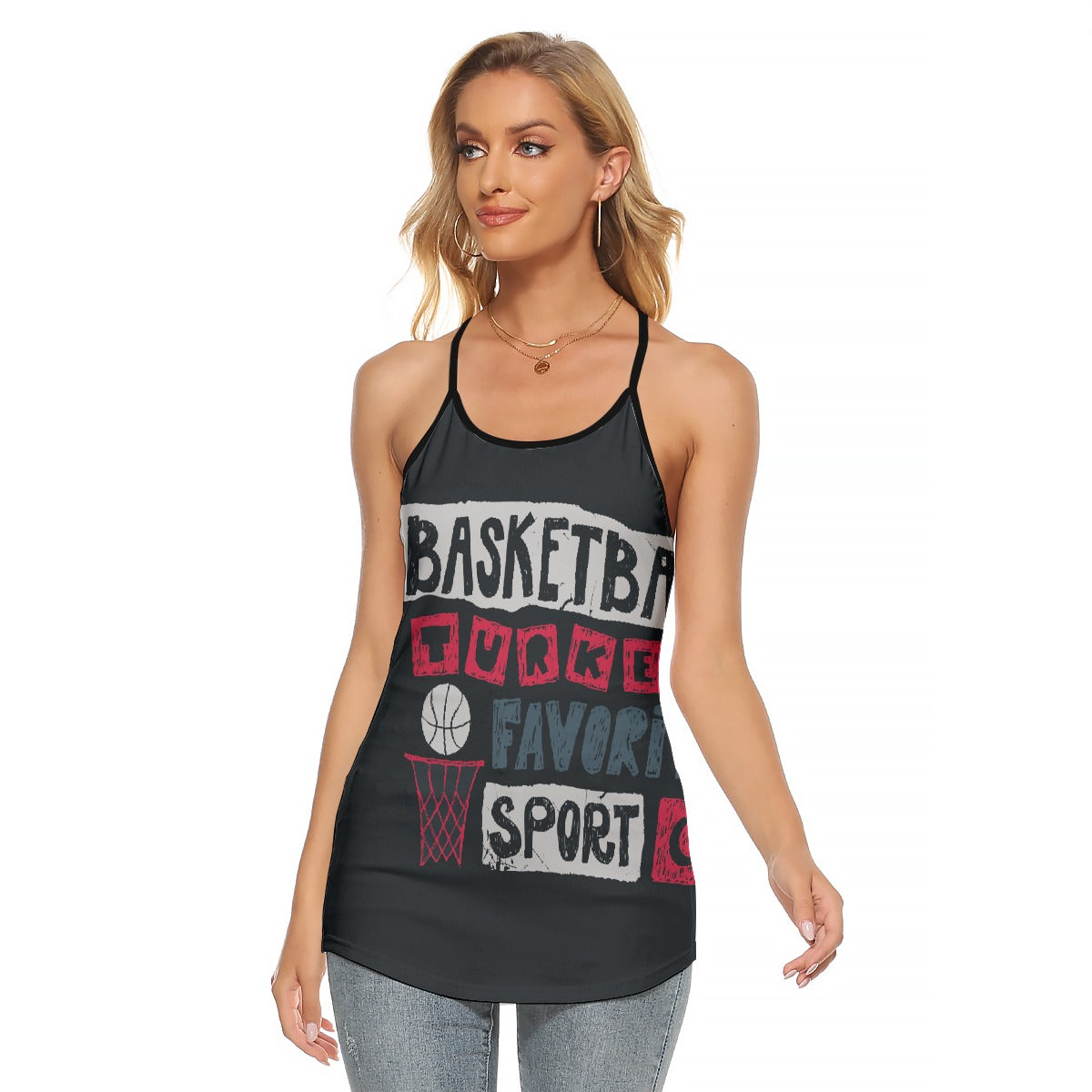 All-Over Print Women's Criss-Cross Open Back Tank Top