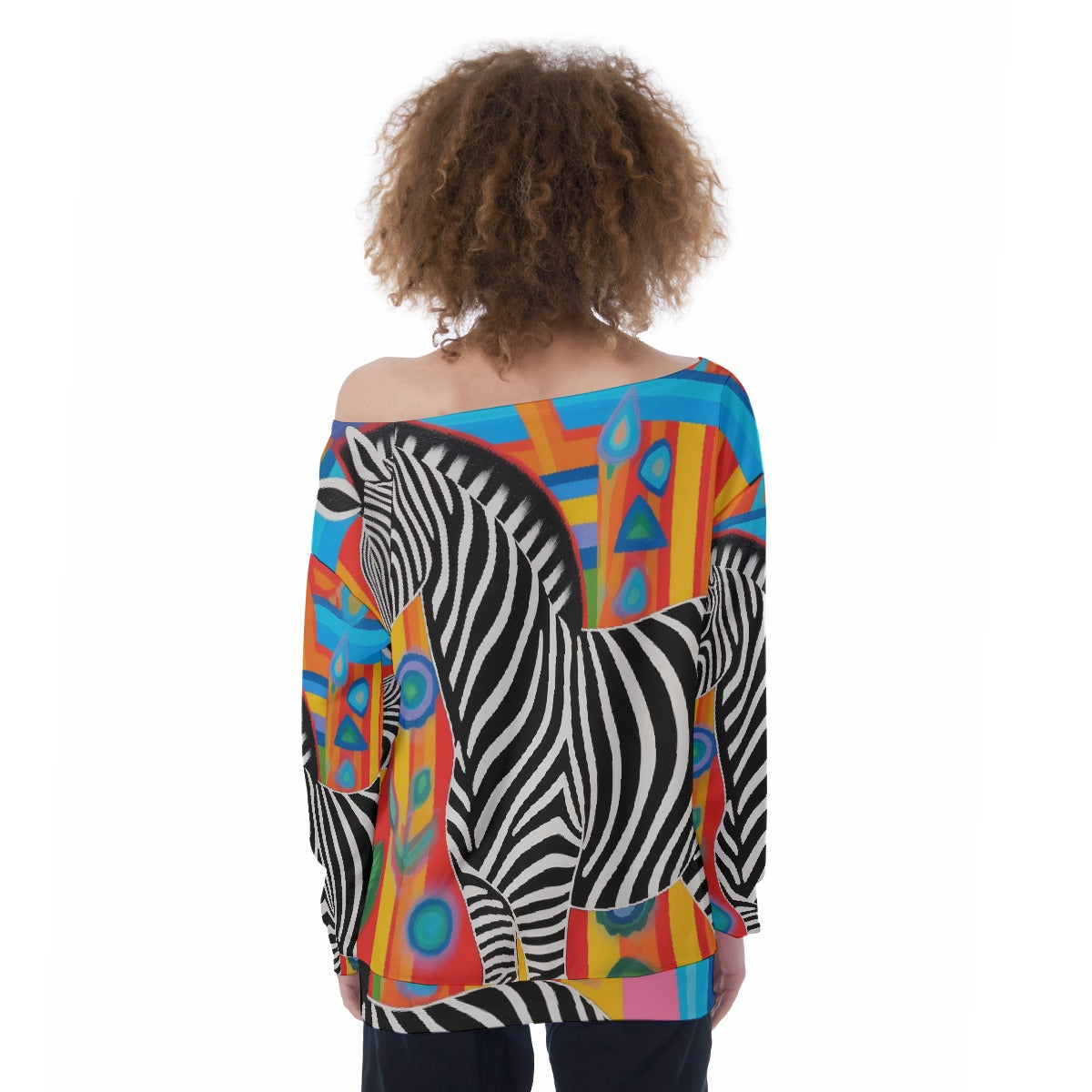 All-Over Print Oversized Women's Off-Shoulder Sweatshirt
