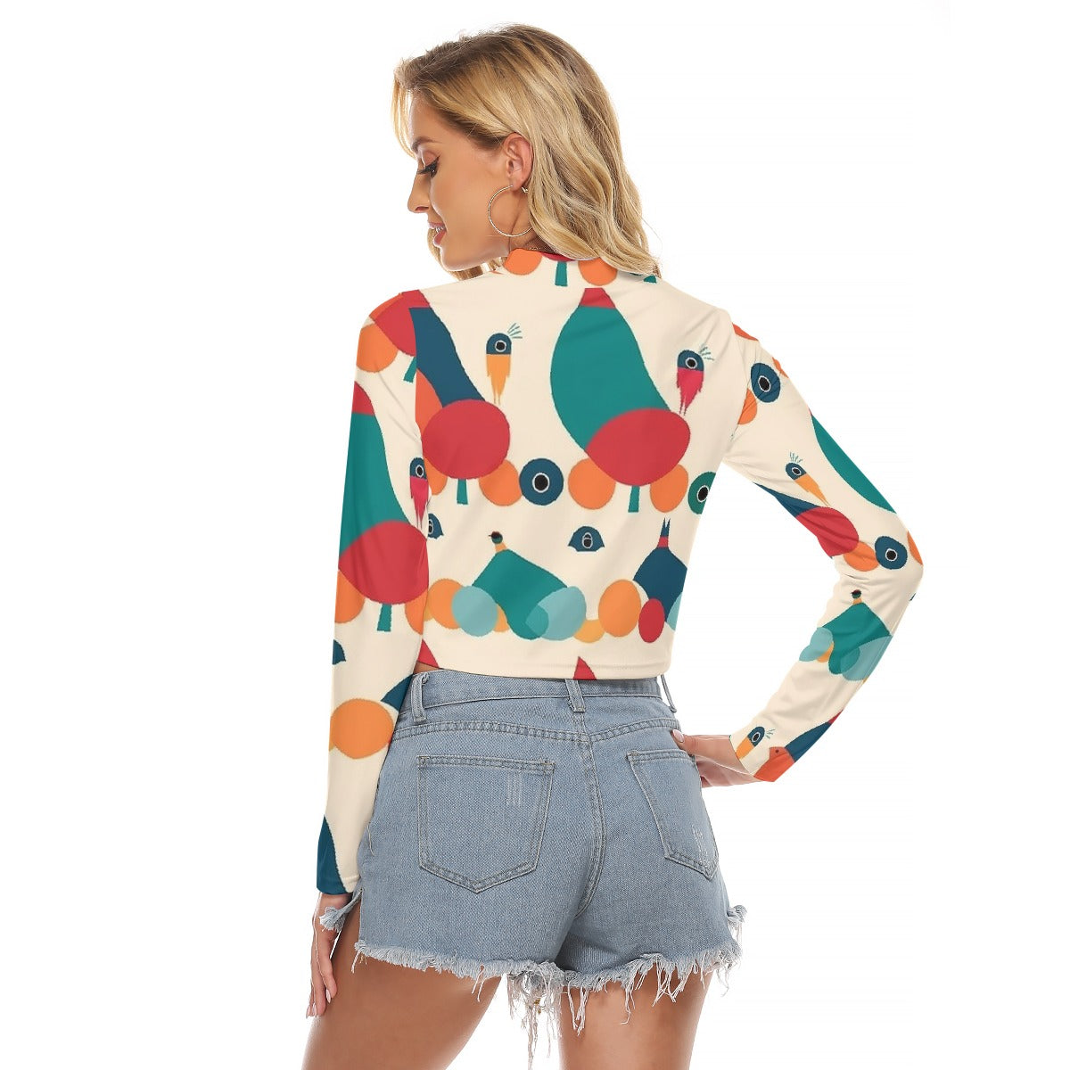 All-Over Print Women's Hollow Chest Keyhole Tight Crop Top