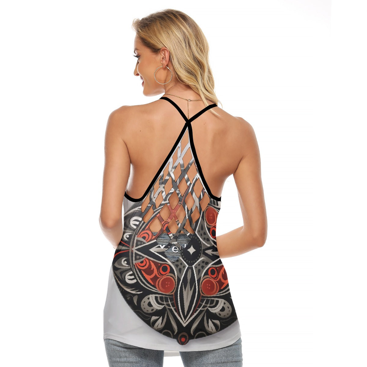 All-Over Print Women's Criss-Cross Open Back Tank Top
