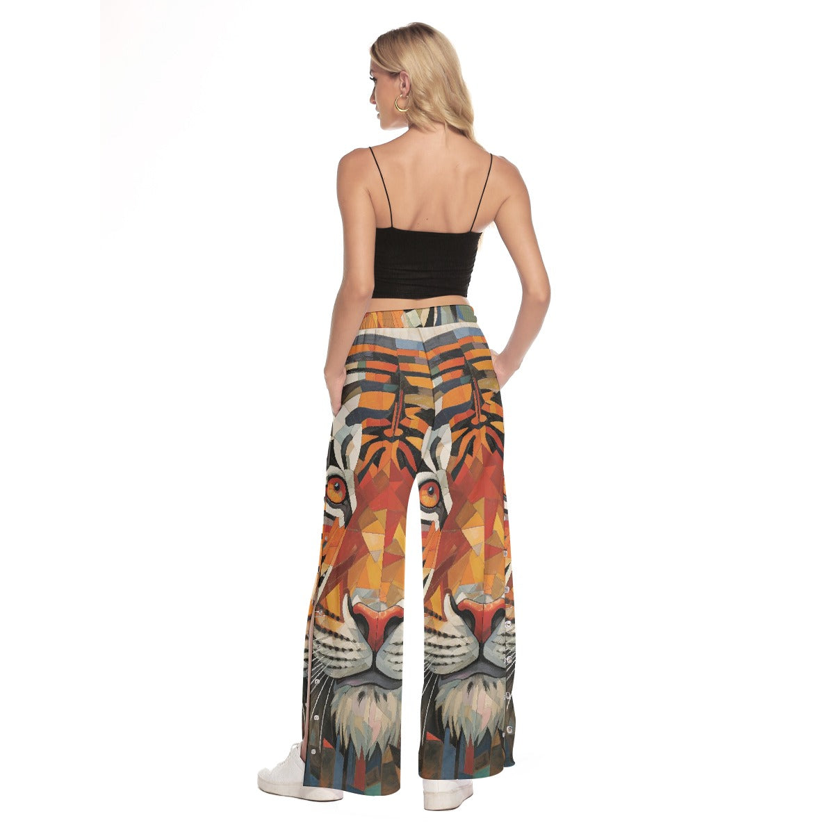 All-Over Print Women's Side Slit Snap Button Trousers