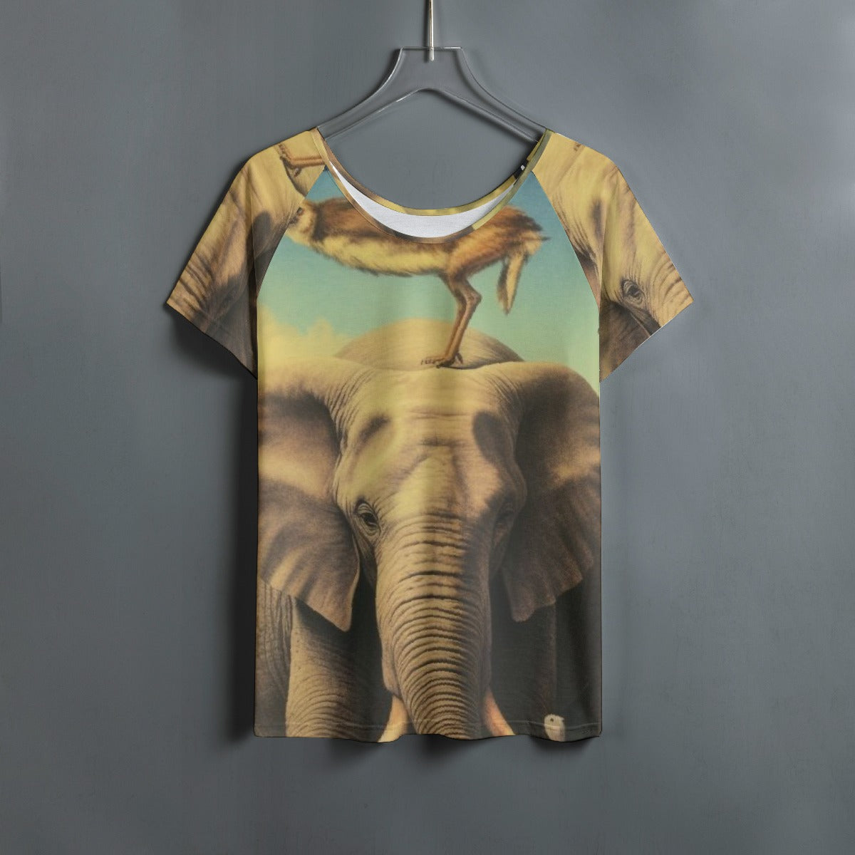 All-Over Print Women's Round Neck T-shirt With Raglan Sleeve