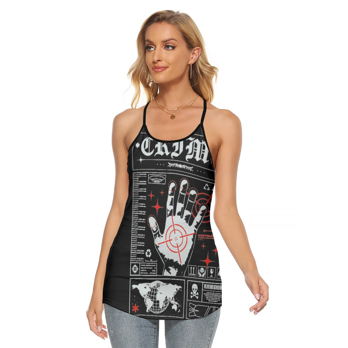 All-Over Print Women's Criss-Cross Open Back Tank Top
