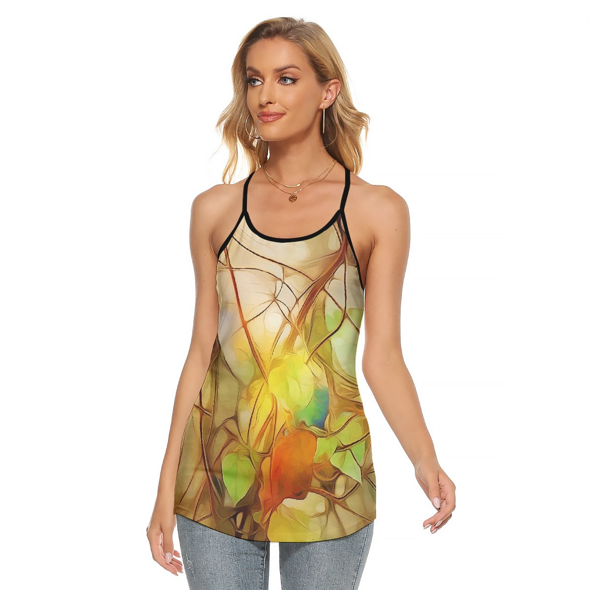 All-Over Print Women's Criss-Cross Open Back Tank Top