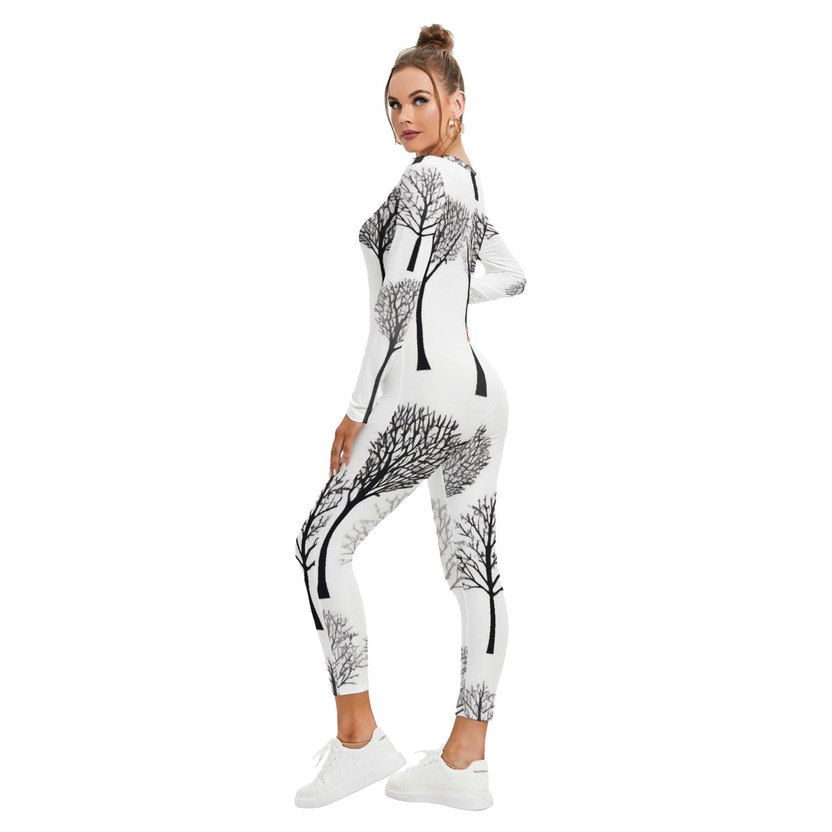 All-Over Print Women's Plunging Neck Jumpsuit