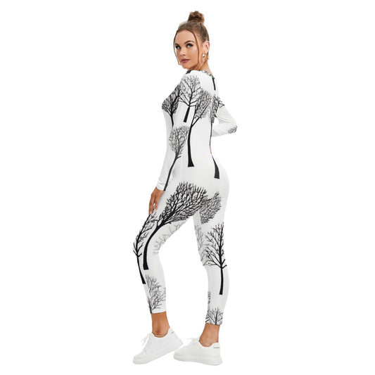 All-Over Print Women's Plunging Neck Jumpsuit