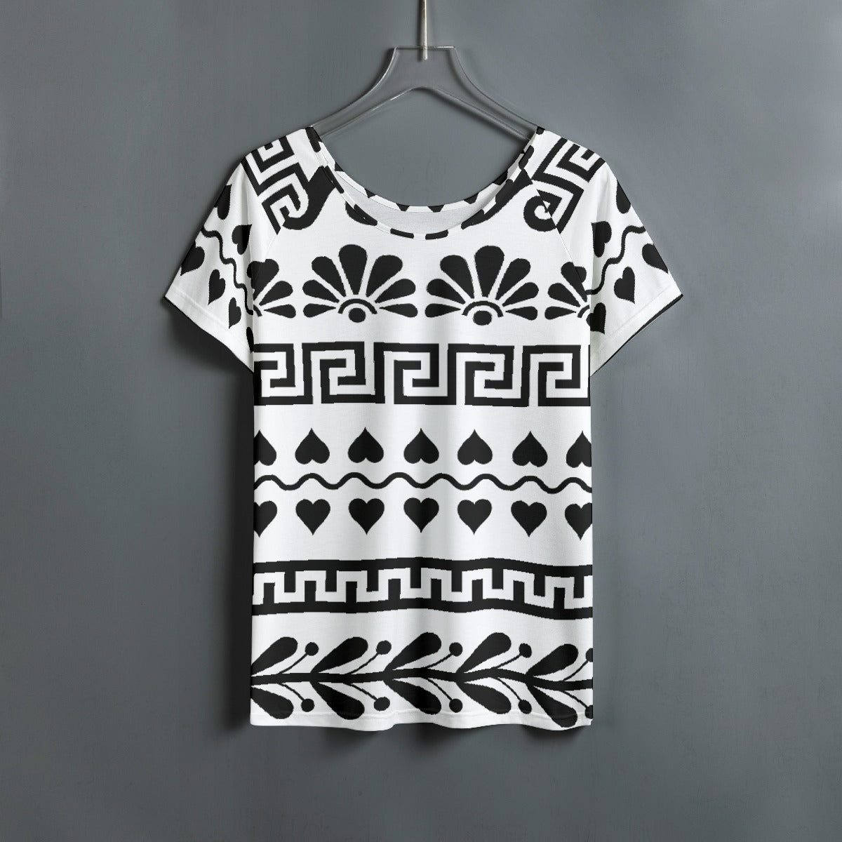 All-Over Print Women's Round Neck T-shirt With Raglan Sleeve