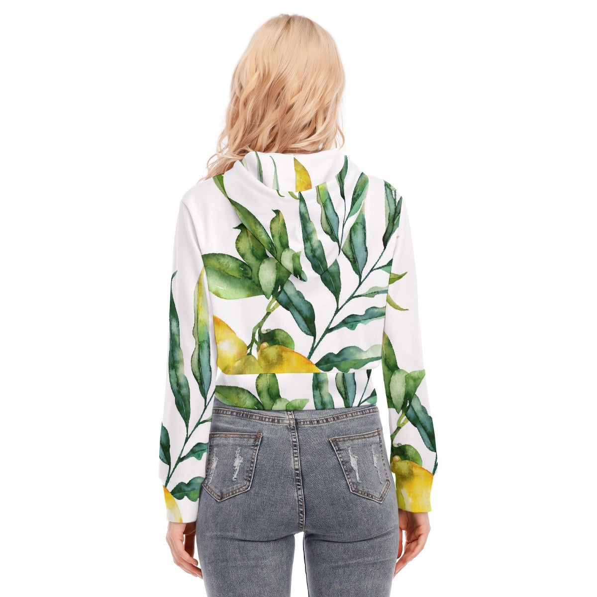 All-Over Print Women's Crop Top Hoodie With Zipper Closure