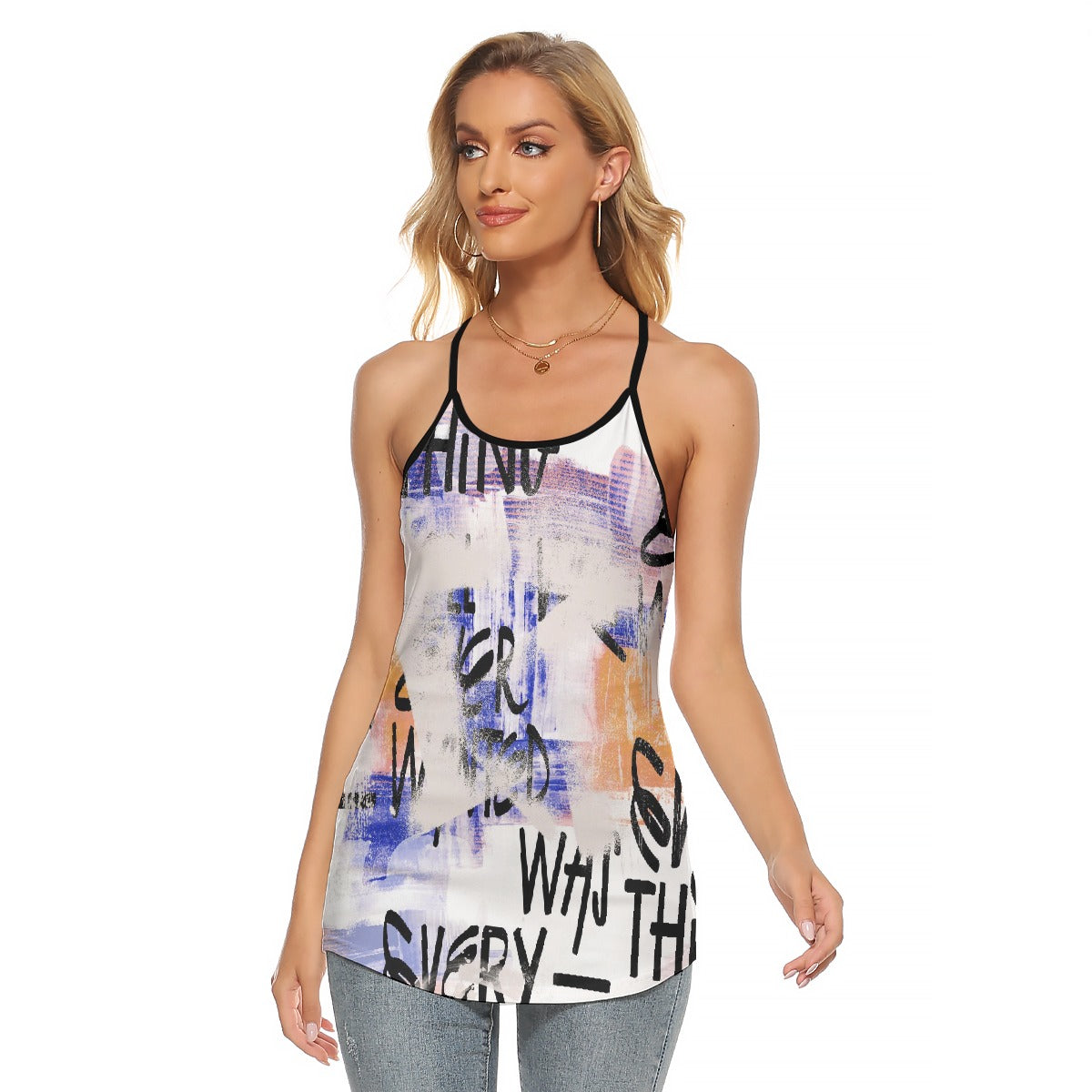 All-Over Print Women's Criss-Cross Open Back Tank Top