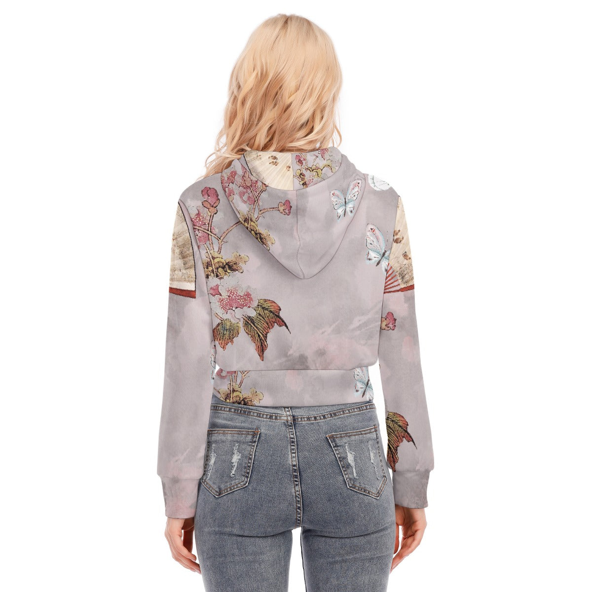 All-Over Print Women's Crop Top Hoodie With Zipper Closure