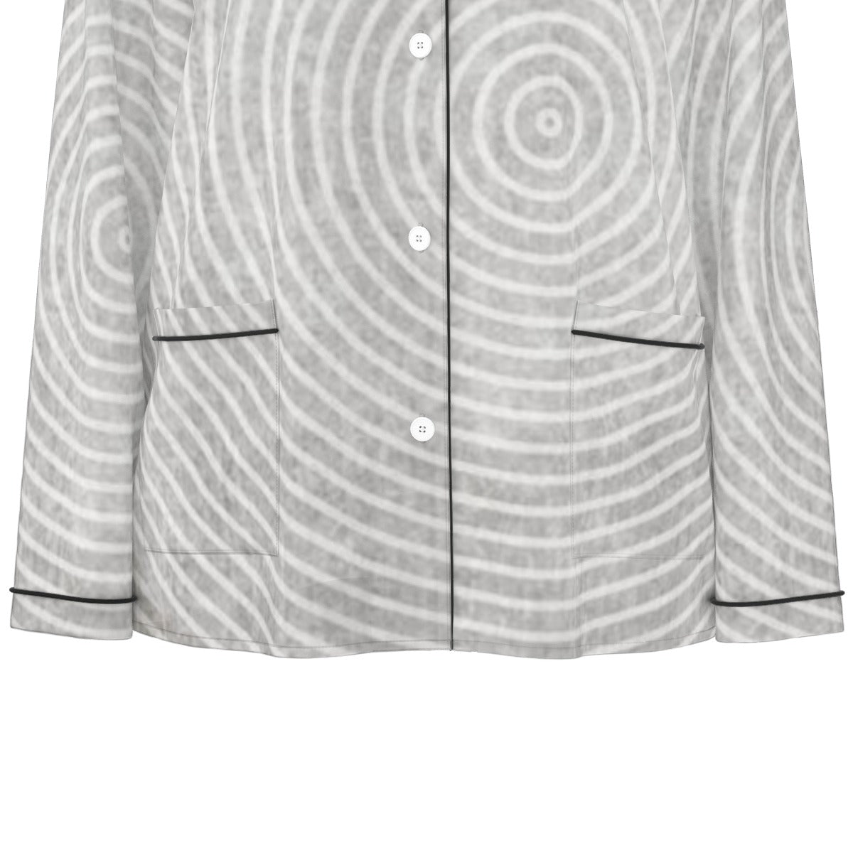 All-Over Print Women's Long Sleeve Pajama Set With Black Contrast Piping