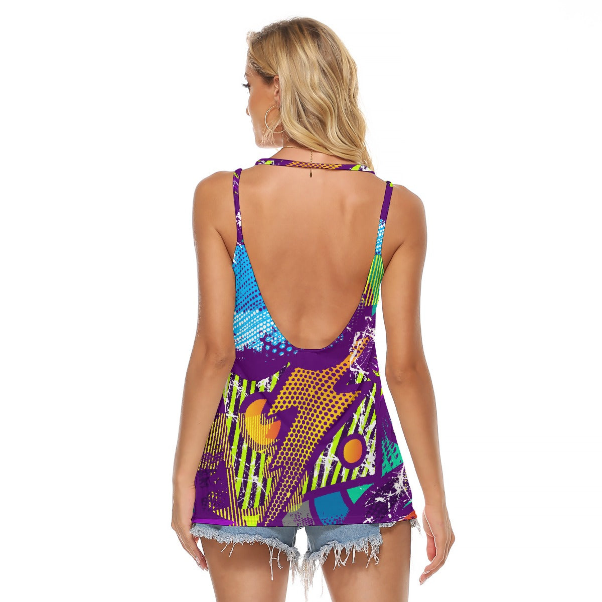 All-Over Print Women's Halter Top With Backless