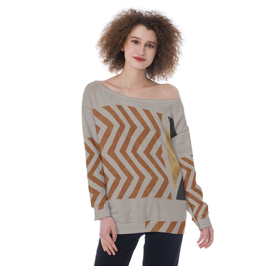 All-Over Print Oversized Women's Off-Shoulder Sweatshirt