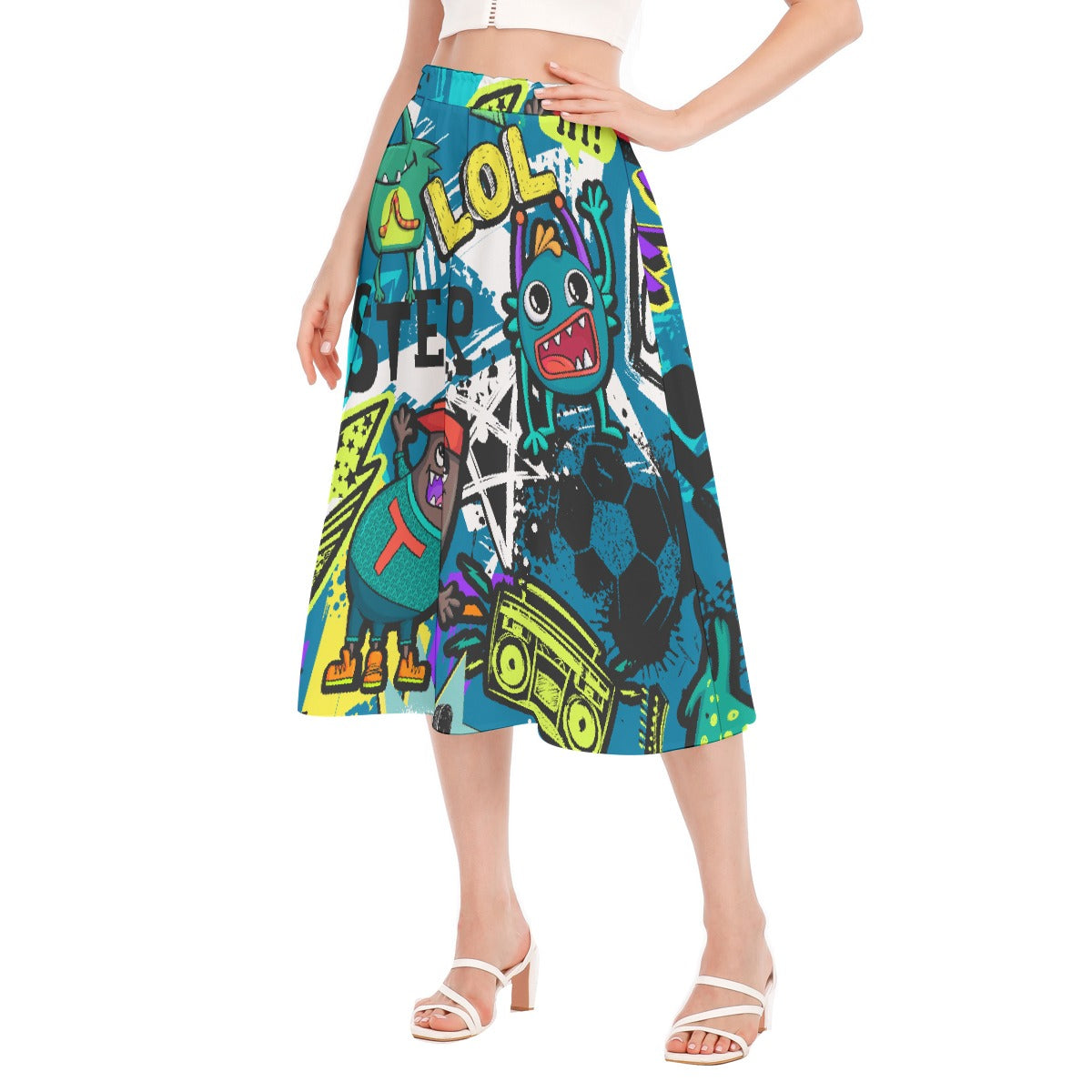 All-Over Print Women's Long Section Chiffon Skirt