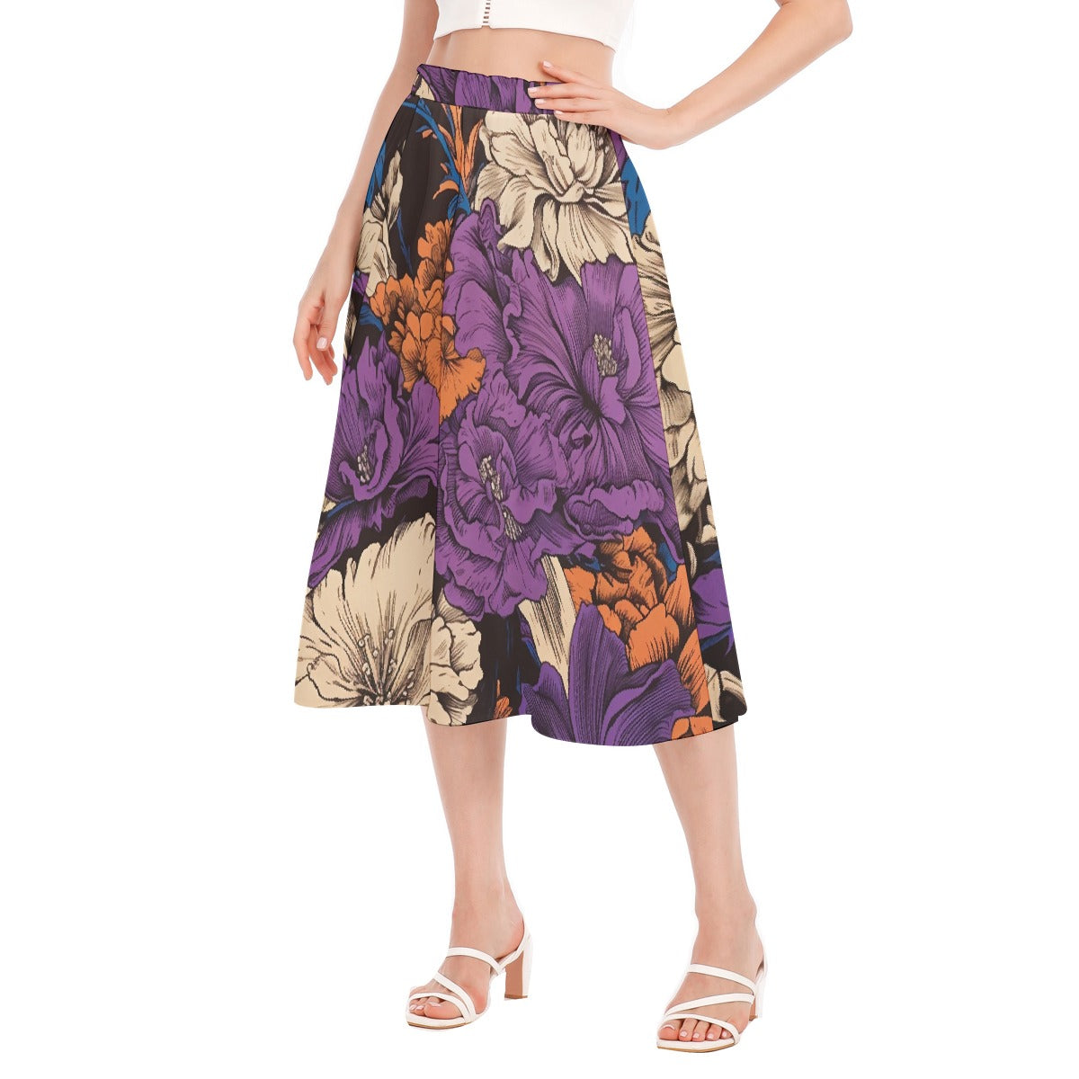 All-Over Print Women's Long Section Chiffon Skirt