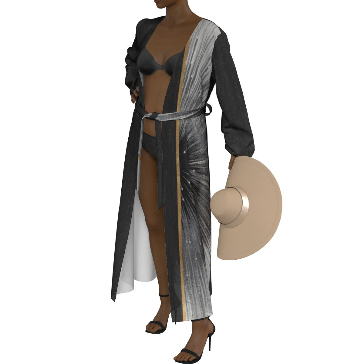 All-Over Print Women's Lace-up Chiffon Robe