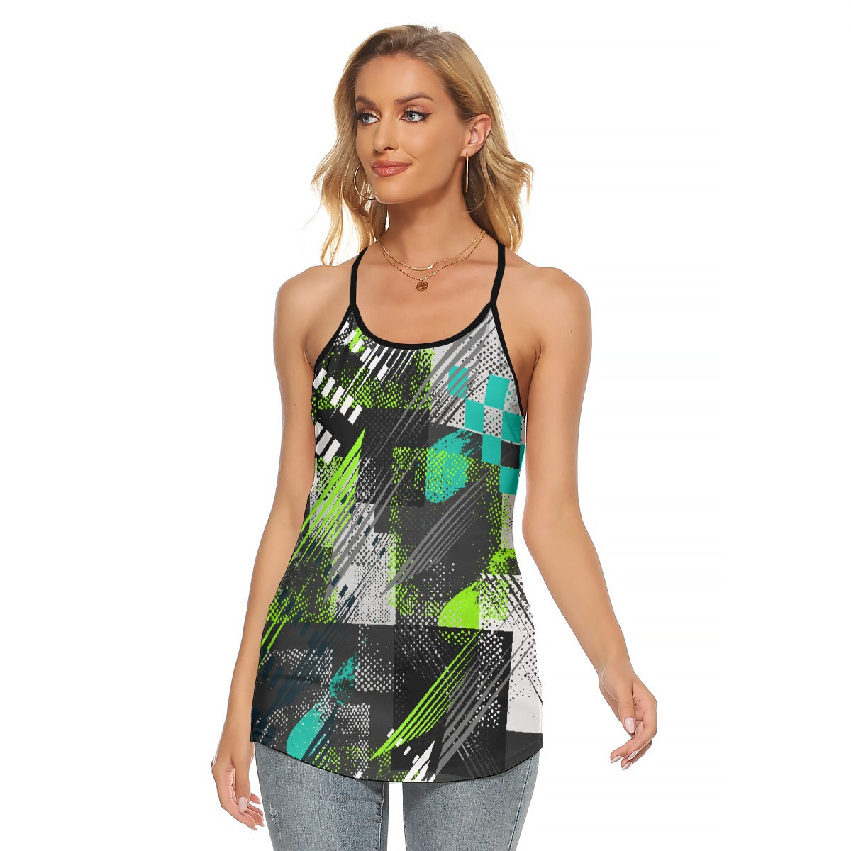 All-Over Print Women's Criss-Cross Open Back Tank Top