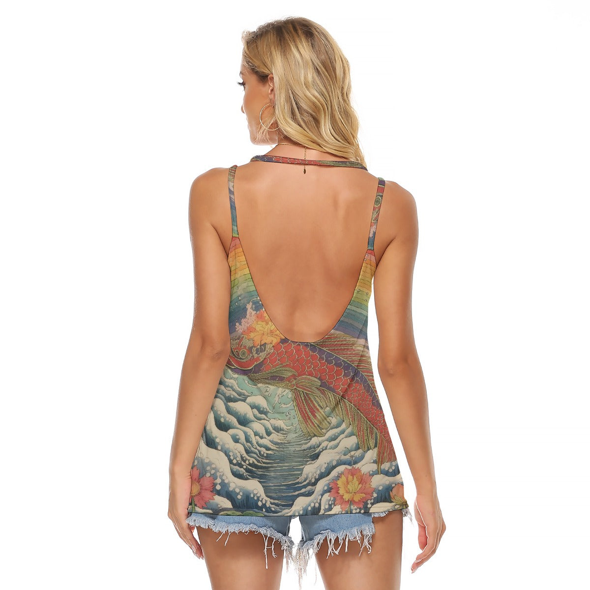 All-Over Print Women's Halter Top With Backless