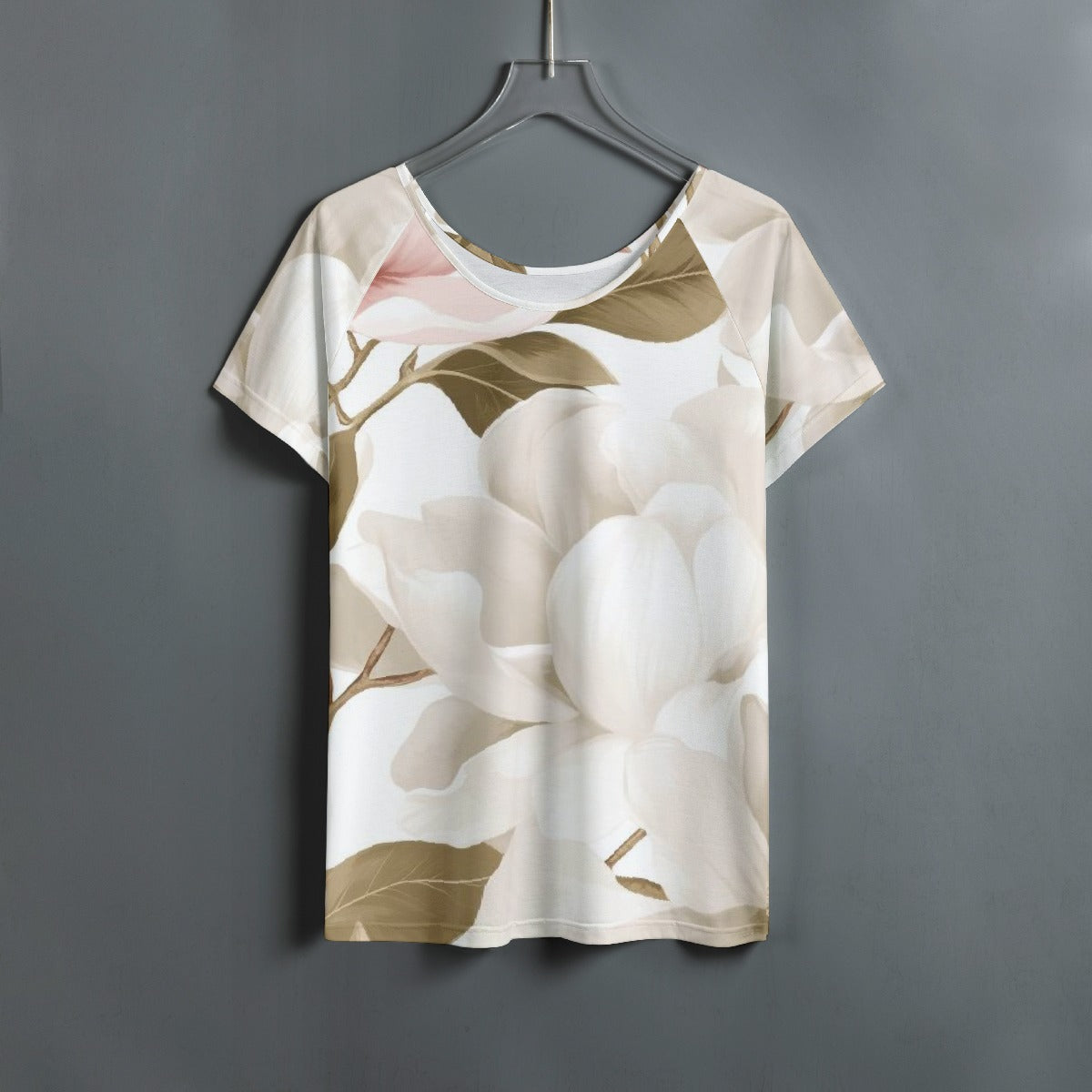 All-Over Print Women's Round Neck T-shirt With Raglan Sleeve