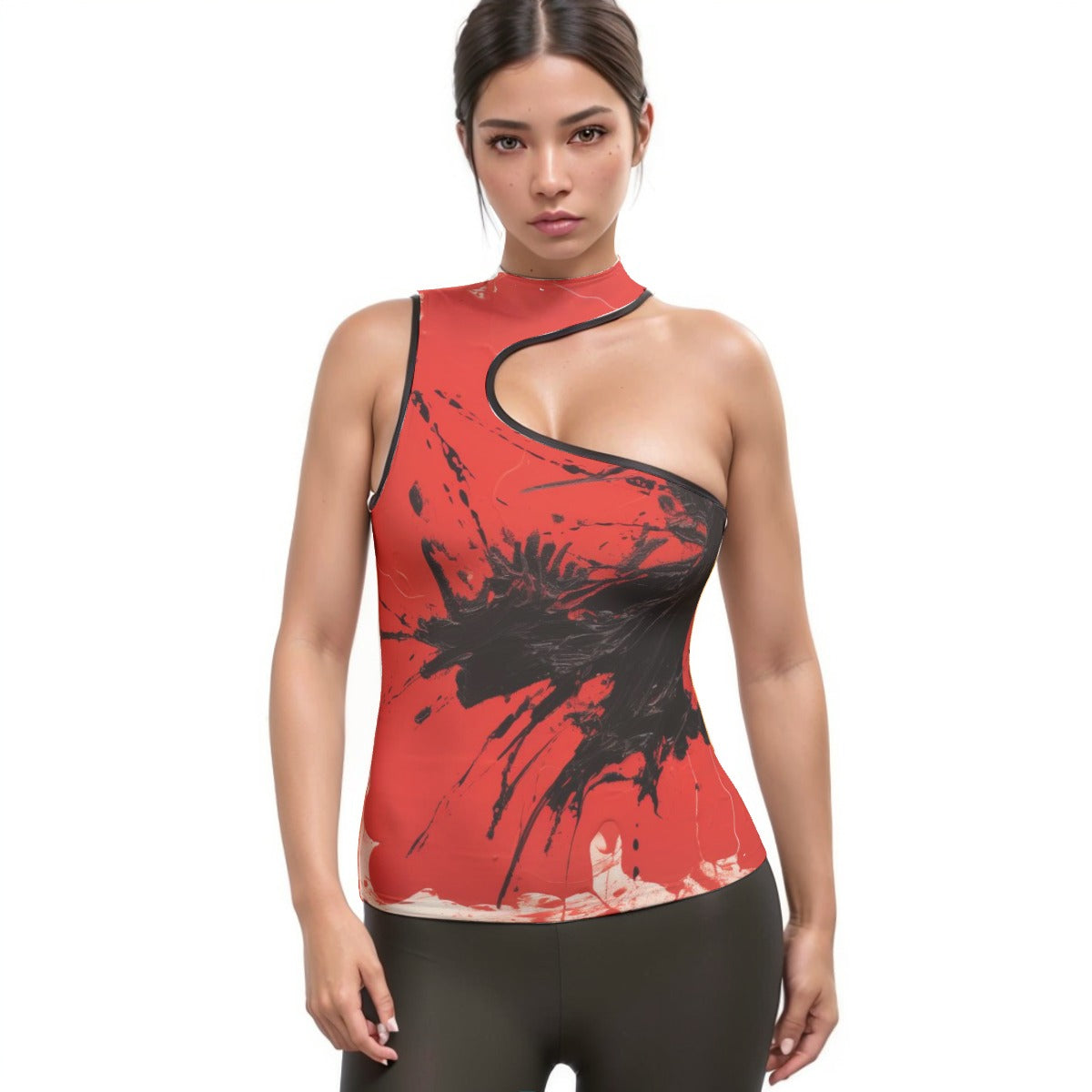 All-Over Print Women's Halter Sleeveless Asymmetrical Tank Top